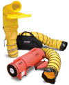 Allegro Industries Model 9520-33M and 9520-36M Confined Space 8" Plastic Axial Blower Ventilation System (1/3 Hp, AC or DC, 831 CFM @ Outlet)