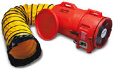 Allegro Industries Model 9543-15 and 9543-25 Plastic 12" Confined Space Axial Blower w/15' or 25' Duct (1 Hp, AC, 1842 CFM @ Outlet)