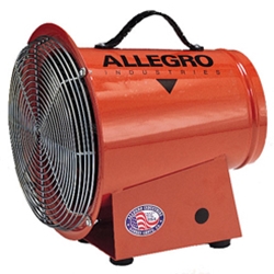 Allegro Industries Models 9513, 9513-E and 9506 Steel 8" Axial Blower (1/3 Hp, AC or DC, 50Hz or 60Hz, 1275 CFM @ Outlet)