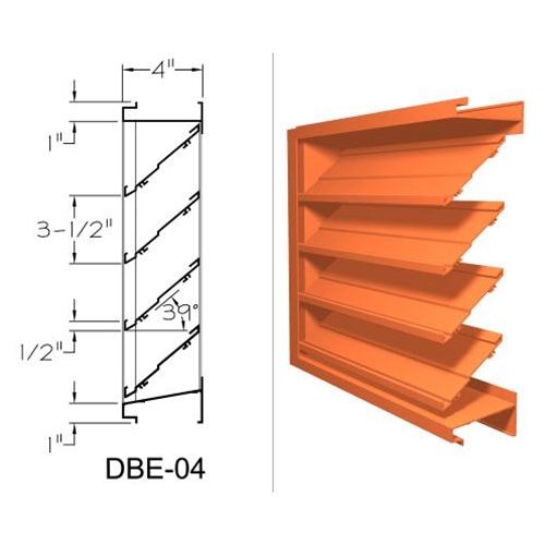 SafeAir Dowco brand 4" Deep Extruded Aluminum Stationary Louver Dual