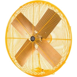 Model #HDH 24 TPI brand 24" Maximum Duty Assembled Yellow Air Circulator Fan Head 2-Speed Non-Oscillating with Pull Chain (5,600/4,900 CFM), 1/2 Hp, 120V with 5 Different Mounting Options