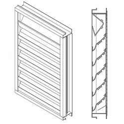 Model DBE-02 Safe-Air Dowco brand 2" Deep (Fixed Blade) Fresh Air Drainable Wall Louver - 1,123 (FPM) Feet Per Minute Free Air Velocity Rating (Beginning Point of Water Penetration) Sizes 8" to 120" - Custom Sizes Available