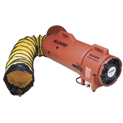 Allegro 8" Confined Space Plastic COM-PAX-IAL Blower w/15' or 25' Duct (1/3 Hp, AC or DC, 831 CFM @ Outlet)