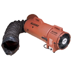 Allegro 8" Explosion Proof Confined Space Axial Blower w/Statically Conductive Ducting (1/3 Hp, AC, 900 CFM @ Outlet)